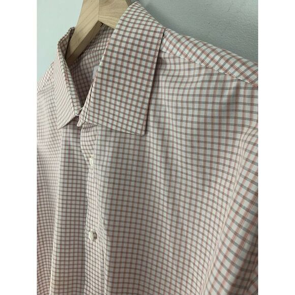 Men’s Calvin Klein Orange & Black Plaid Dress Shirt 17.5 34/35 - Picture 4 of 7